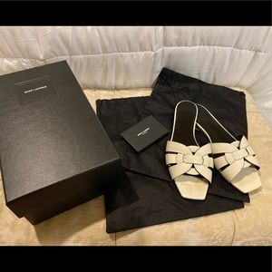 Saint Laurent Tribute Slide Sandal White